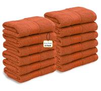WovenWonder 12 X Cotton Face Cloth Towels 100% Egyptian Cotton -500GSM Super Soft Flannels Washcloths (30 x 30 cm) Fingertip Gym Towels Facial Cloths (Orange)