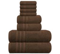 WovenWonder 8 Piece Bale Towel Set 100% Egyptian Cotton 2 Bath Towels, 2 Hand Towels, 4 Face Towels Super Soft Quick Absorbent Hotel Spa Bathroom Towels (Chocolate Brown)
