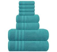 WovenWonder 8 Piece Bale Towel Set 100% Egyptian Cotton 2 Bath Towels, 2 Hand Towels, 4 Face Towels Super Soft Quick Absorbent Hotel Spa Bathroom Towels (Teal)