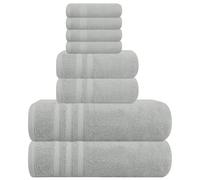WovenWonder 8 Piece Bale Towel Set 100% Egyptian Cotton 2 Bath Towels, 2 Hand Towels, 4 Face Towels Super Soft Quick Absorbent Hotel Spa Bathroom Towels (Silver)