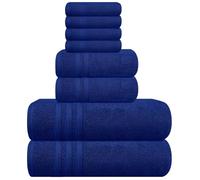 WovenWonder 8 Piece Bale Towel Set 100% Egyptian Cotton 2 Bath Towels, 2 Hand Towels, 4 Face Towels Super Soft Quick Absorbent Hotel Spa Bathroom Towels (Blue)