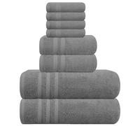 WovenWonder 8 Piece Bale Towel Set 100% Egyptian Cotton 2 Bath Towels, 2 Hand Towels, 4 Face Towels Super Soft Quick Absorbent Hotel Spa Bathroom Towels (Charcoal Grey)