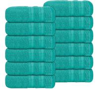 WovenWonder Luxury Flannel Face Cloth Set Egyptian Cotton Super Soft Fingertip Towels 500 GSM Hotel Quality Soft Feel Washcloths (30 x 30 CM) (Teal, 12 Pack)