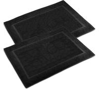 WovenWonder Pack of 2 Bath Mat 100% Egyptian Cotton (50x70 cm, 1000GSM) Luxury Bathroom Mat Set Highly Absorbent & Washable (Black)
