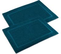 WovenWonder Pack of 2 Bath Mat 100% Egyptian Cotton (50x70 cm, 1000GSM) Luxury Bathroom Mat Set Highly Absorbent & Washable (Blue Lagoon)