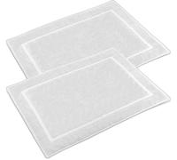 WovenWonder Pack of 2 Bath Mat 100% Egyptian Cotton (50x70 cm, 1000GSM) Luxury Bathroom Mat Set Highly Absorbent & Washable (White)