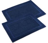 WovenWonder Pack of 2 Bath Mat 100% Egyptian Cotton (50x70 cm, 1000GSM) Luxury Bathroom Mat Set Highly Absorbent & Washable (Navy Blue)
