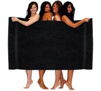 WovenWonder Super Jumbo Bath Sheets Extra Large Size (150 x 200 cm) XXXL Huge Bath Sheet 100% Egyptian Cotton Ultra Soft Big Bath Towel 600-GSM Highly Absorbent Body Wrap Beach Towels (Black)