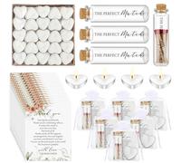 Wovnet 50 Sets Wedding Party Favors for Guests Bulk Including Heart Shaped Candles and Empty Matches Jars with Cork Top Thank You Cards and Organza Bags for Wedding Bridal Shower Party (Boho Flower)