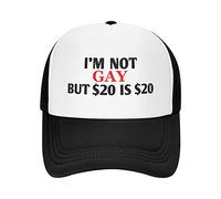 Wovotieh I'm Not Gay But $20 is $20 Hat Unisex Adult Trucker Hats Adjustable Cap for Adults Classic Fishing Caps, Black, One size