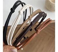 WOVOWOVO Hairband, 5 Pcs Thin Leather Headbands for Women - Knotted Head Bands for Women's Hair Fashion - Headband Black Brown White - Hair Accessories for Women and Girls