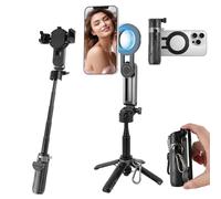 WOVTE 4-in-1 Magnetic Selfie Stick, Portable Pocket MagSafe Tripod for iPhone with Detachable Remote, 360°Rotation iPhone Selfie Stick Tripod for Video Recording, Photograph, Live Streaming, Travel