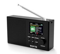 WOVTE DAB Digital Radio Colour Display Portable Rechargeable Battery or Mains Powered Small FM Radio with 80 Presets, Bluetooth, Aux In, TF Card USB Socket Alarm Clock Sleep Timer & Headphone Socket