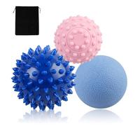 WOVTE Massage Lacrosse Ball for Myofascial Release, Foot, Back, Trigger Point Treatment Ball, Muscle Knot, Yoga (Light/Dark Blue Pink)