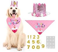 WOVTE Pink Flower Crown Cat & Dog Headdress Cute Pet Celebration Decoration - Birthday Party Supplies