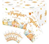 WovWeave 6 Pack Little Pumpkin Tablecloths Fall Baby Shower Party Decorations for Boy Girl A Little Pumpkin is On The Way Table Covers for Thanksgiving Party Favors Table Decor Supplies