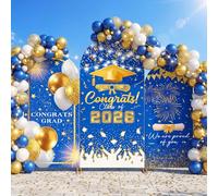WovWeave Arch Backdrop Stand Cover Set of 3-4ft 5ft 6ft Grad Arch Cover Photo Booth Backdrop Decorations for Party Decor Supplies(Blue)