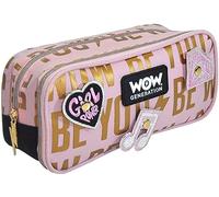 WOW GENERATION School Pencil Case for Kids Girls with Multiple Compartments Zipper and Patches