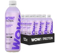 WOW! Protein - Blackberry & Vanilla - 20g Collagen Protein Drink - For Structural Body Support - 12 x 500ml Ready-to-Drink Bottles - Sugar Free, Fat Free, Halal Vitamin Water