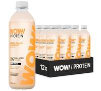 WOW! Protein - White Peach & Apricot - 20g Collagen Protein Drink - For Structural Body Support - 12 x 500ml Ready-to-Drink Bottles - Sugar Free, Fat Free, Halal Vitamin Water