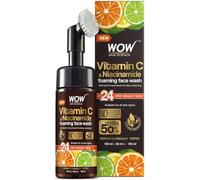 WOW Skin Science Vitamin C Face Wash W/Face Brush - Foaming Facial Cleanser - Facial Skin Care Products-Acne Face Wash for Women - Exfoliating Face Wash Scrub for Men (Clear, 5.1 Fl Oz (Pack of 1))