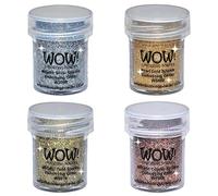 Wow! Sparkle Bundle - Embossing Powders 4 (15ml) Jars Metallic Gold Sparkle, Metallic Copper Sparkle, Pearl Gold Sparkle and Metallic Silver Sparkle
