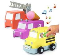WOW! STUFF - CoComelon Toys Build and Reveal Musical Vehicles, School Bus Fire Engine and Ice Cream Van, Sounds and Songs with Mystery Surprise Reveal, for Toddlers, Girls and Boys, Ages 2,3,4 and 5