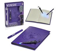WOW! STUFF Wednesday Secret Reveal Journal Set - Purple A5 Diary & UV Pen | Official Netflix series merchandise featuring Nevermore Academy logo, invisible ink pen, and UV umbrella light torch