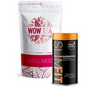 WOW TEA: Dual Tea & Meal Replacement Superfood Combo | Weight Loss & Detox Teas | 9 Superfoods | Organic Herbal Loose Leaf Tea - 300g Package, Made in EU