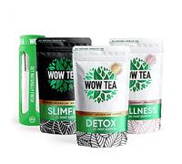 WOW TEA - Full Mint Bundle - Mint Detox, SlimFit and Wellness Tea with Green Infuser Bottle