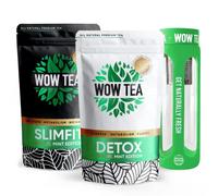 WOW TEA: Happy Belly Box - Mint Detox and SlimFit Tea with Green Infuser Bottle