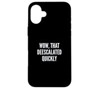 Wow, That Deescalated Quickly Fun Joke Humor Slogan Case for iPhone 16 Plus