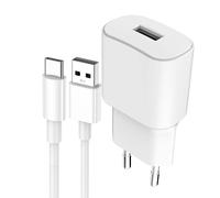 WOW USB A Mains Charger 2.4A FastCharge USB A/USB C Cable, White