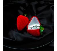 Wowagoga Strawberry Ring Box Strawberry Shaped Velvet Ring Jewelry Storage Box Gift Box,Ring Earrings Jewelry Counter Display Props