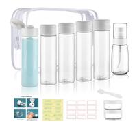 Wowang Travel Bottles for Toiletries 9 PCS 3.4oz TSA Approved Travel Size Containers Leak Proof Plastic Squeeze Bottle Small Cream Jars & Refillable Spray Bottle for Shampoo Conditioner Toner(Clear)