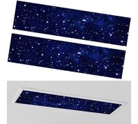 Wowangce 2 Pcs 1 x 4 Feet Fluorescent Covers for Ceiling Lights Magnetic Ceiling Light Cover with 8 Magnets for School Classroom Home Office Drop Lamp Decor (Starry)