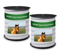 Wowangce 2 Pcs Electric Fence Poly Tapes Horse Fence Tape Wire, 1640 Feet(500m) Length Electric Fence Tape, 2 Inch Wide(50.8mm) Fencing Tape for Livestock