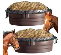 Wowangce 2 Pieces Heavy Duty Stock Tank Slow Feed Hay Net 1-4/7'' Holes Hay Feeder with Buckle Adjustable Large Hay Bags for Horses Goats (Stock Tank Not Included, Please Check The Size Before Order)
