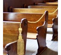 Wowangce 8 Pcs Weighted Pew Rope with Heavy Tassels Church Reservation Seating Accessory Reserved Seating Rope with Tassel Ends Gold Rope for Church Seating Wedding Graduation Bachelor Honor Decor