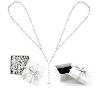 Wowangce White Wedding Lasso Rope Beautiful White Gold Embellishment Accent Rope Traditional Lazo Cord Wedding Lasso for Ceremony Traditional Lazo para Boda para Los Novios Bridal Gift, 126 inches