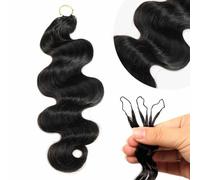 WOWANGEL Body Wave Crochet Human Hair Extensions,14 Inch,Natural Black