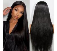 WOWANGEL Closure Wigs Wear and Go Glueless Wig, Human Hair Pre Plucked 5x5 Straight Invisible Lace closure Wig for Women No Glue Ready to Wear 250% Density HD Lace Wigs 16 Inch