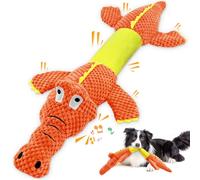 WOWBALA Interactive Tug of War Dog Toys for Small to Large Breeds-Squeaky Puppy Toys with Crinkle Paper, Stuffed Chew Dog Toys to Keep Them Busy, Training Reward Gift (Orange)