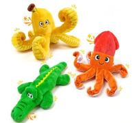 WOWBALA No Stuffing Squeaky Dog Toys, 3 Pack Plush Chew Toys | Puppy Teething Toys for Puppies to Medium Dogs, Interactive Tug Toy Relieves Boredom and Anxiety for Indoor & Outdoor Play