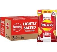 Wowboxme Walkers Crisps Grab Bags Lightly Salted 45% Less Salt 45g (64 Bags (2 Cases)), 45.00 g (Pack of 1)