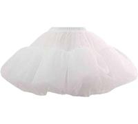 WOWBRIDAL Women's Petticoat 50s 4 Levels Hoopless Short Length Tulle Crinoline Underskirts Dress Bubble Skirt Above Knee, Ivory, Medium