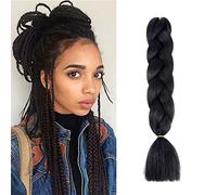 WoWCFyyds 1Pack Braiding Hair Extensions 24'' Jumbo Braids Extensions Hair Afro Box Braids synthetic Hair Extensions for Braiding（Black）