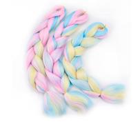 WoWCFyyds 24'' Jumbo Braiding Hair Extensions Mix Color Ombre Jumbo Braids Extensions Hair 3Packs Kanekalon Hair Afro Box Braids Coloured Hair Extensions for Braiding(Sky Blue+613+Light Pink)