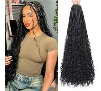 WoWCFyyds 8 Packs Crochet Braids Hair Curly 24 Inch Goddess Box Braids Crochet Hair Bohemian Hippie Braids Extensions with Curly Ends Synthetic Hair Extensions for Braids (1B)