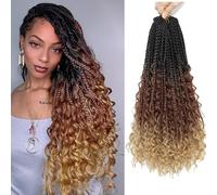 WoWCFyyds 8 Packs Crochet Braids Hair Curly 24 Inch Goddess Box Braids Crochet Hair Bohemian Hippie Braids Extensions with Curly Ends Synthetic Hair Extensions for Braids (1B/30/27)